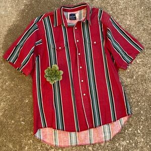 Wrangler | Vintage Striped Brushpopper Western Cowboy Pearl-snap Shirt